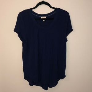 Anthropologie blue top with pleated back
